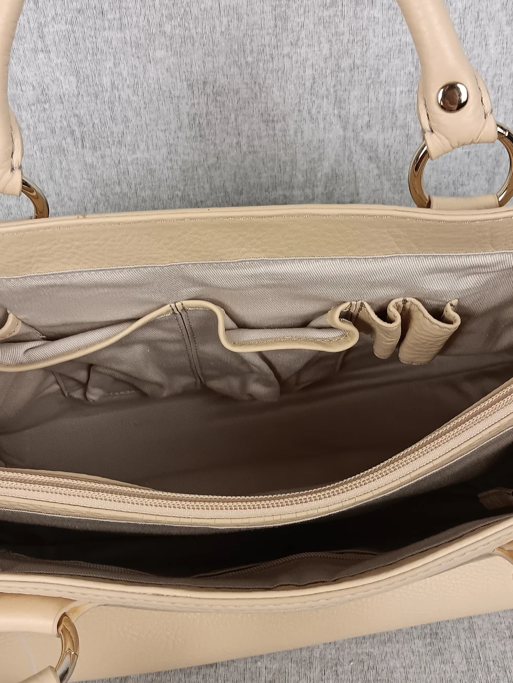 Vintage KATE LANDRY Boogie Bag Sand Leather Women's Satchel Handbag